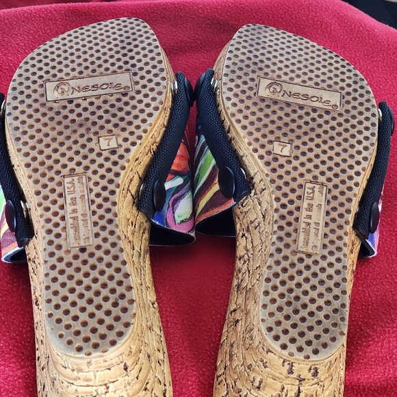 Onesole Seven Set Interchangeable Strap Cork Slide Wedge Slip On Sandals Size 7 - Picture 8 of 16